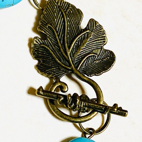 2/$20, Genuine Dyed Howlite Bracelet, Genuine Gemstone + Bronze Grape Leaf Clasp - Picture 6 of 11